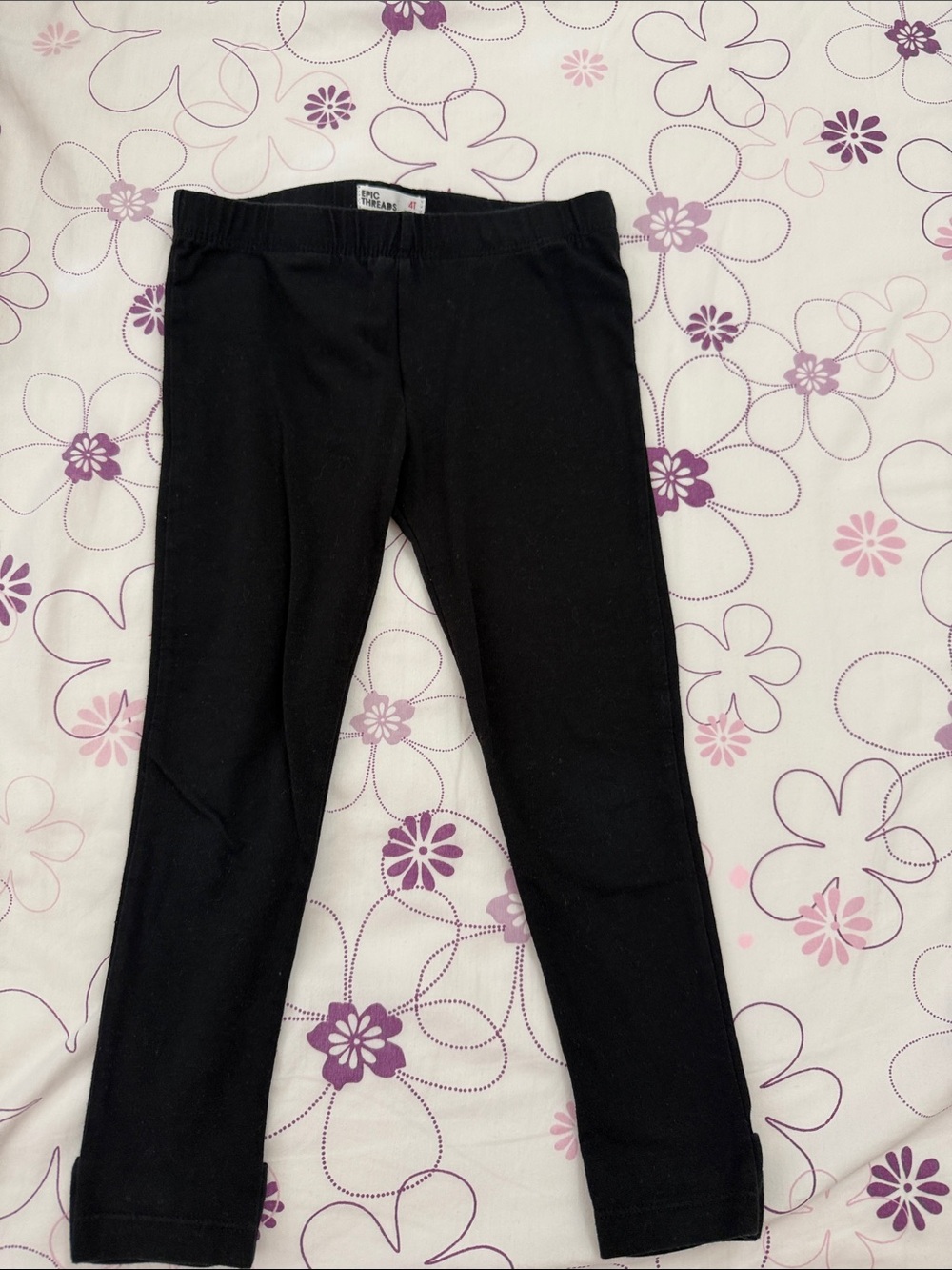 Epic Threads Black Girls' Stretchy Knit Leggings with Bows